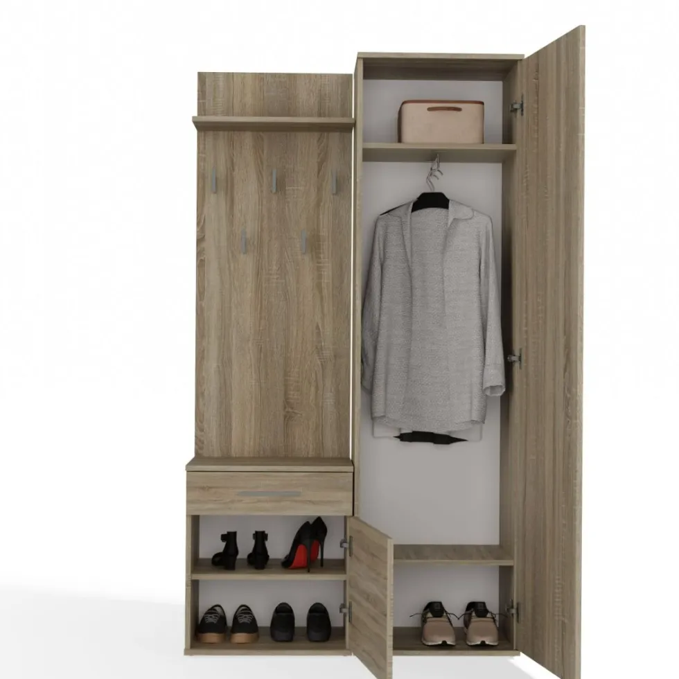 Mobile ingresso moderno con specchio rovere chiaro MIT3