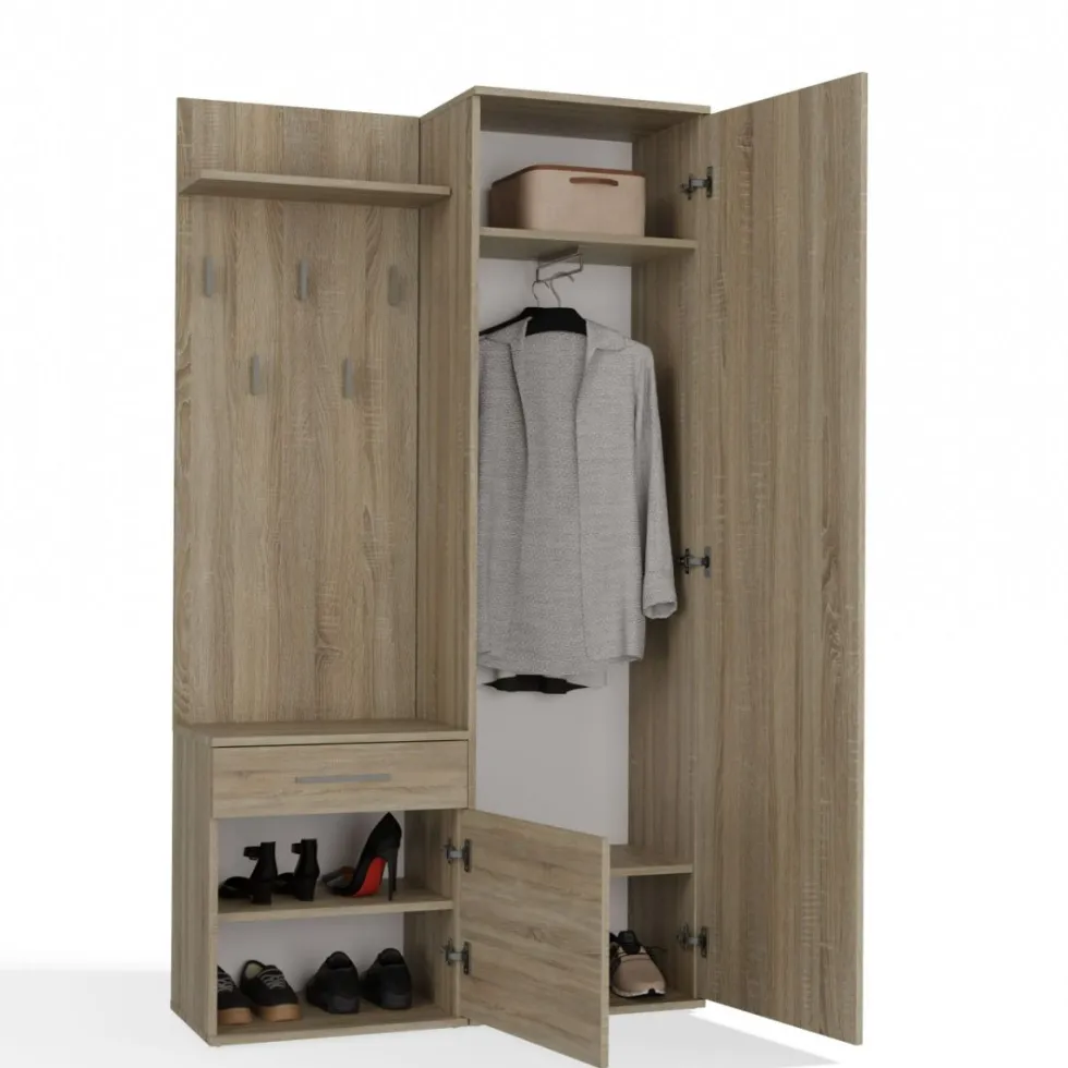 Mobile ingresso moderno con specchio rovere chiaro MIT3