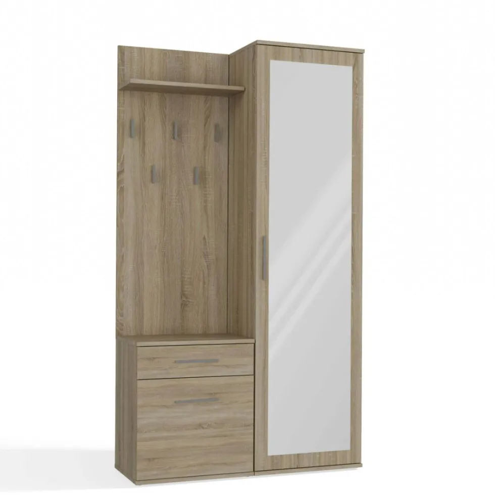 Mobile ingresso moderno con specchio rovere chiaro MIT3