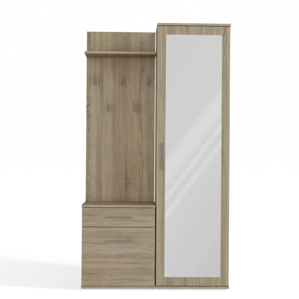 Mobile ingresso moderno con specchio rovere chiaro MIT3