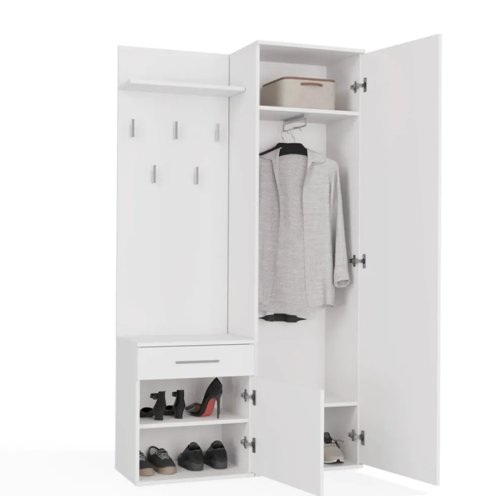 Mobile ingresso moderno con specchio bianco MIT3
