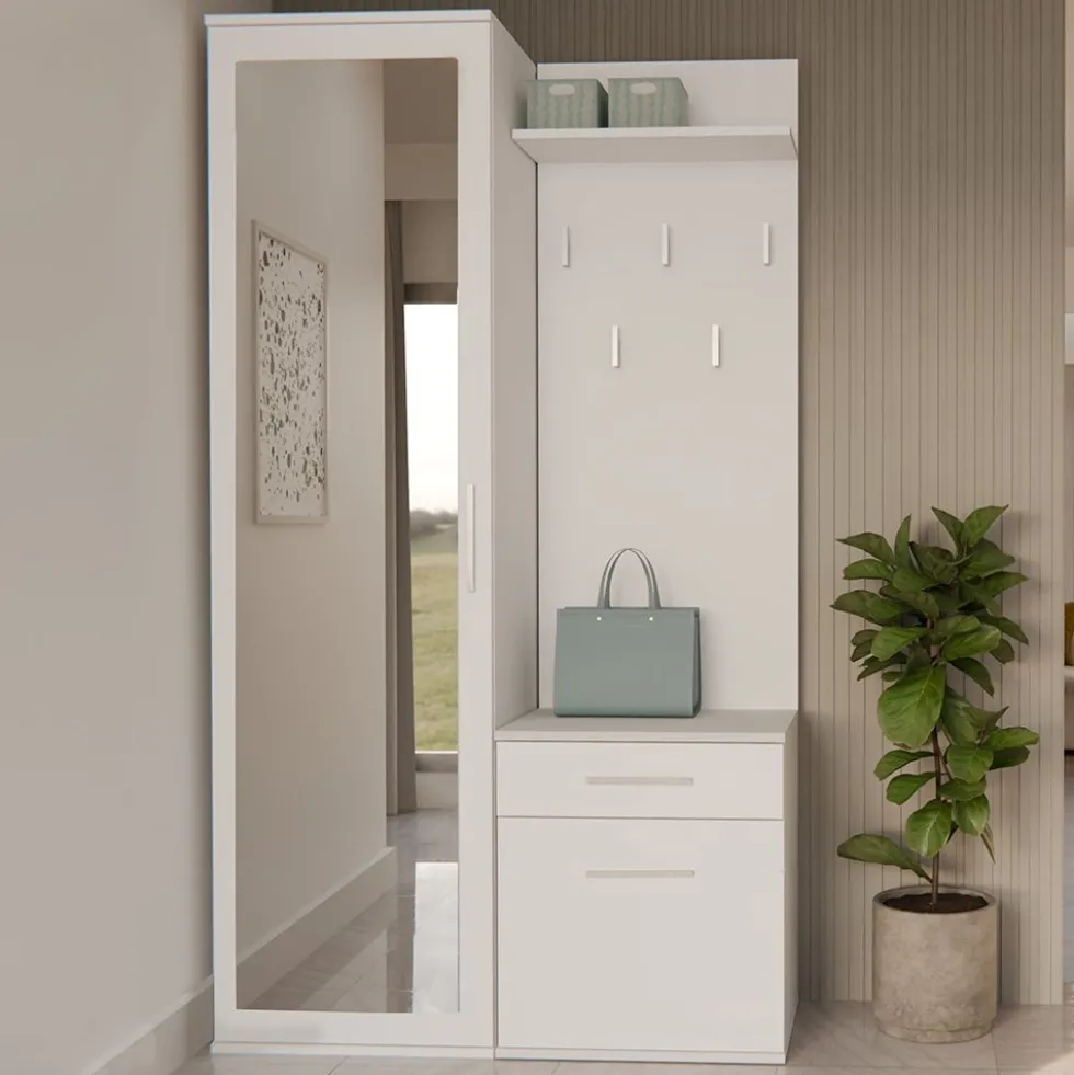 Mobile ingresso moderno con specchio bianco MIT3
