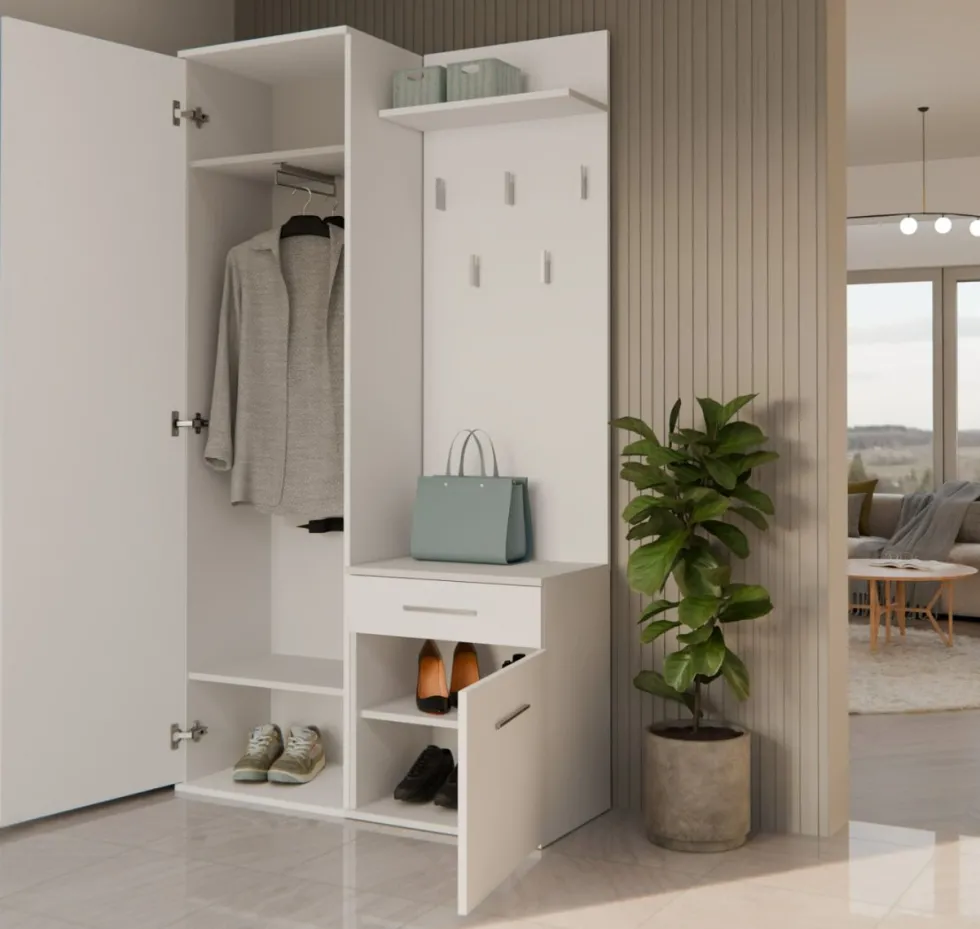 Mobile ingresso moderno con specchio bianco MIT3