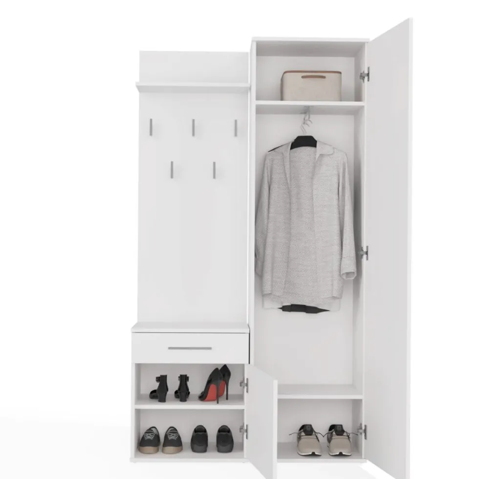 Mobile ingresso moderno con specchio bianco MIT3