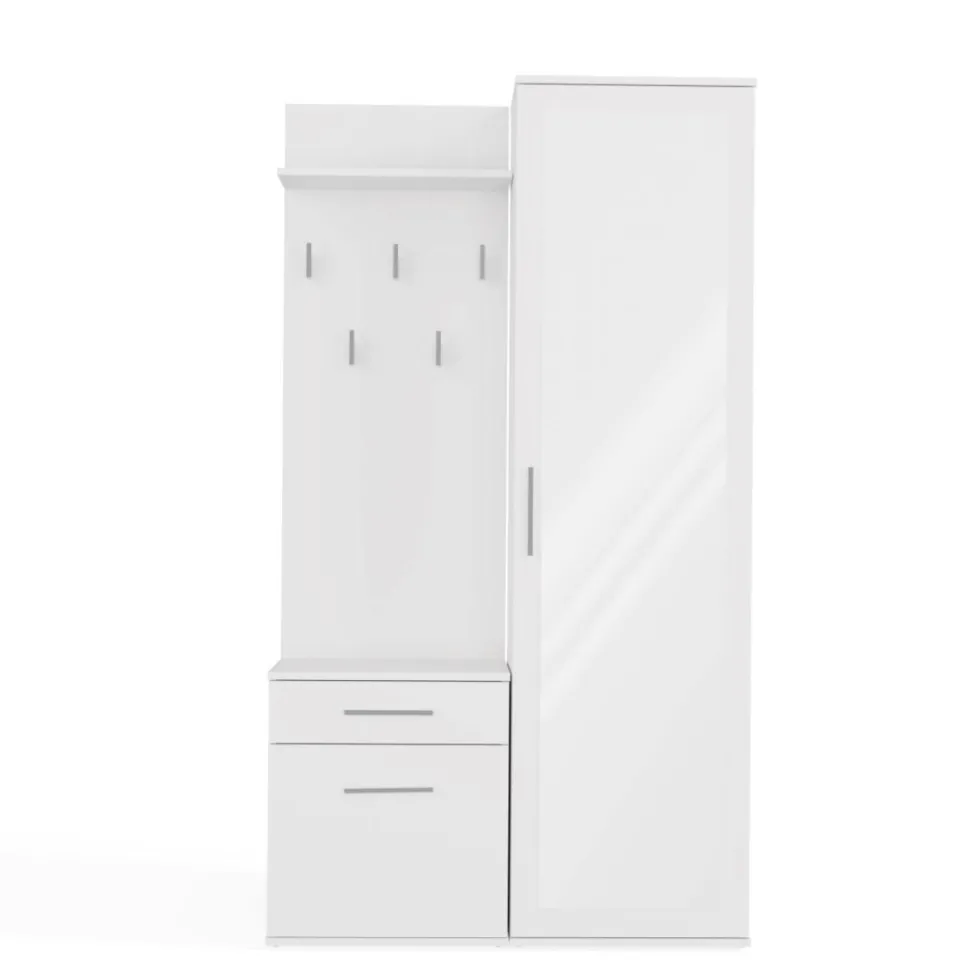 Mobile ingresso moderno con specchio bianco MIT3