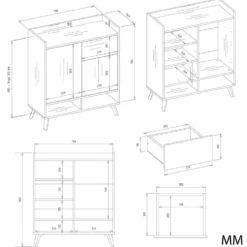 Mobile ingresso moderno 80x95 cm con vani a giorno in bianco opaco MIT19