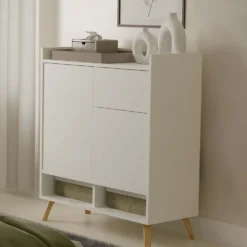 Mobile ingresso moderno 80x95 cm con vani a giorno in bianco opaco MIT19