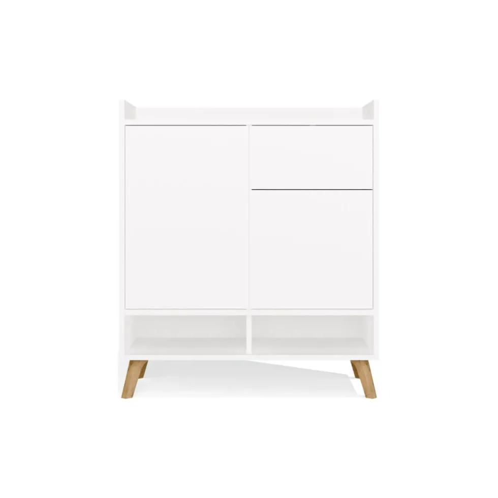 Mobile ingresso moderno 80x95 cm con vani a giorno in bianco opaco MIT19