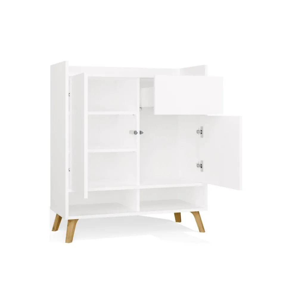Mobile ingresso moderno 80x95 cm con vani a giorno in bianco opaco MIT19
