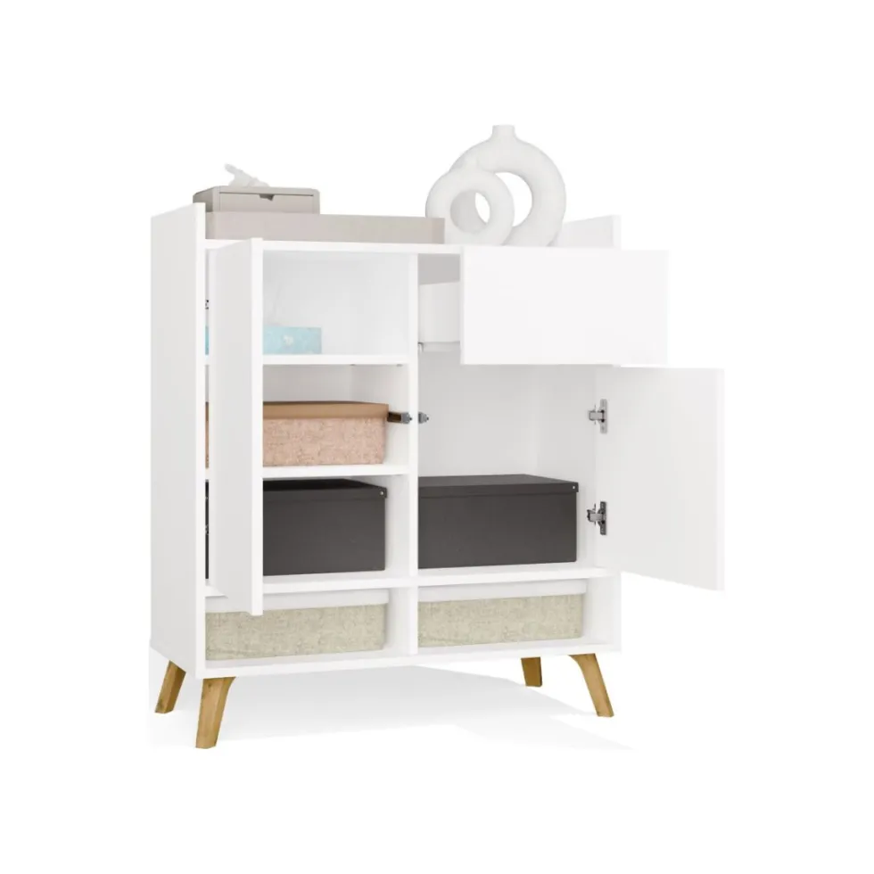 Mobile ingresso moderno 80x95 cm con vani a giorno in bianco opaco MIT19