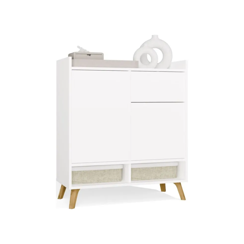 Mobile ingresso moderno 80x95 cm con vani a giorno in bianco opaco MIT19
