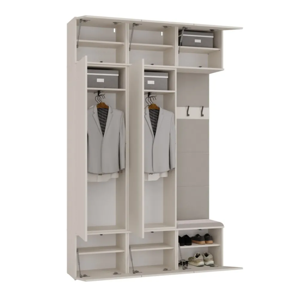 Mobile ingresso moderno 150x238 con guardaroba beige cashmere MIT11