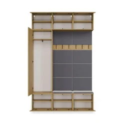 Mobile ingresso moderno 150x238 con scarpiera rovere e grigio MIT10