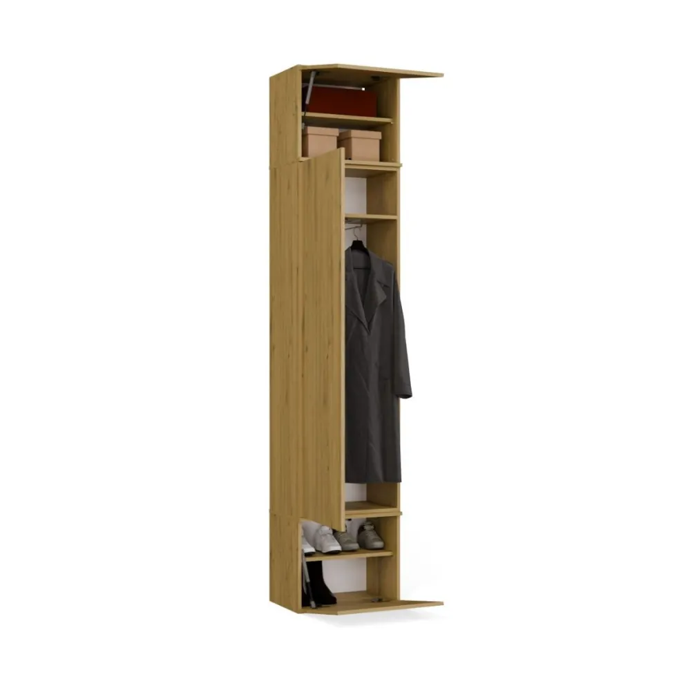 Mobile ingresso moderno 150x238 con scarpiera rovere e grigio MIT10