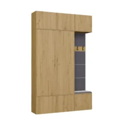 Mobile ingresso moderno 150x238 con guardaroba rovere e grigio MIT11