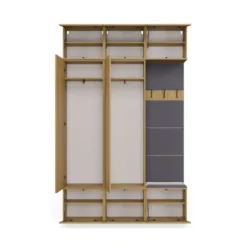 Mobile ingresso moderno 150x238 con guardaroba rovere e grigio MIT11