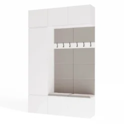 Mobile ingresso moderno 150x238 con scarpiera beige cashmere e bianco MIT10