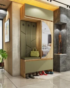 Mobile ingresso moderno 110x220x37,5 cm rovere naturale e verde oliva IU33