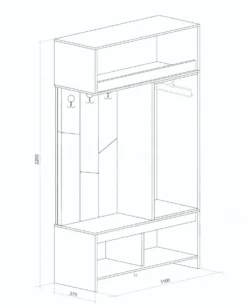 Mobile ingresso moderno 110x220x37,5 cm rovere naturale e verde oliva IU33