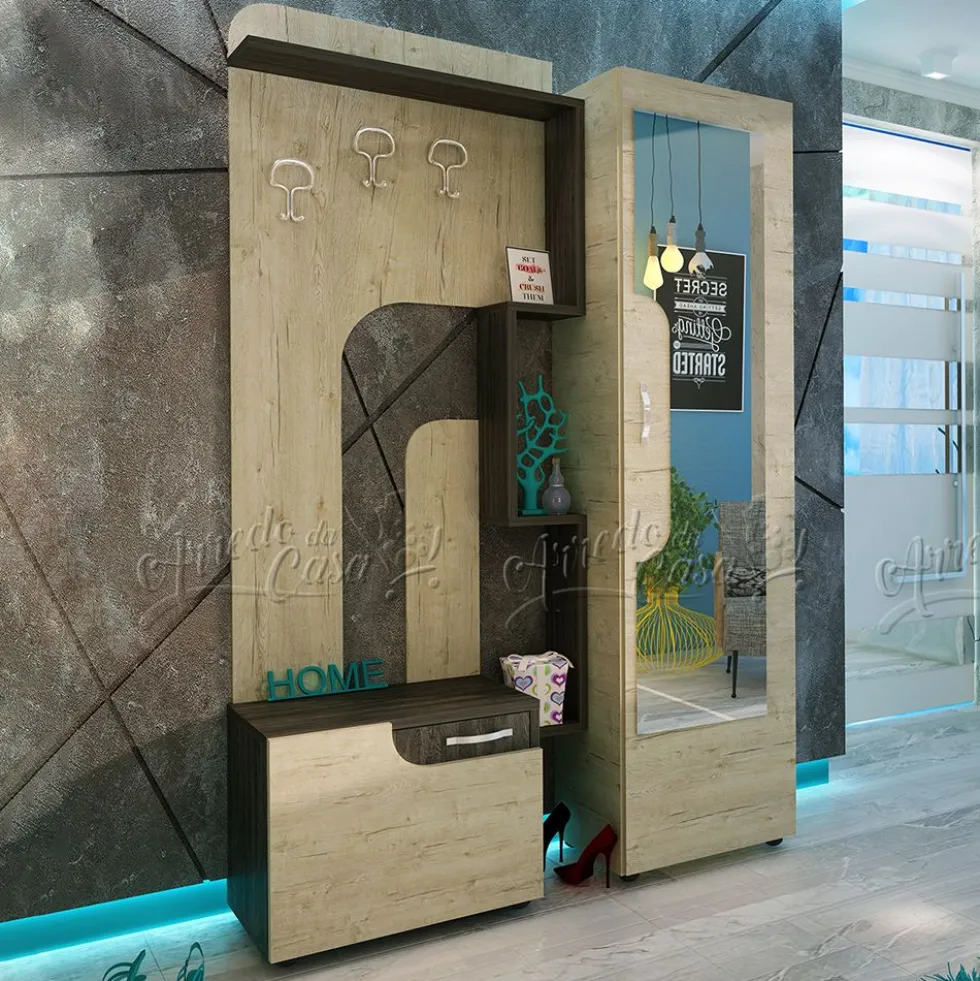 Mobile ingresso rovere naturale e grigio scuro IU25