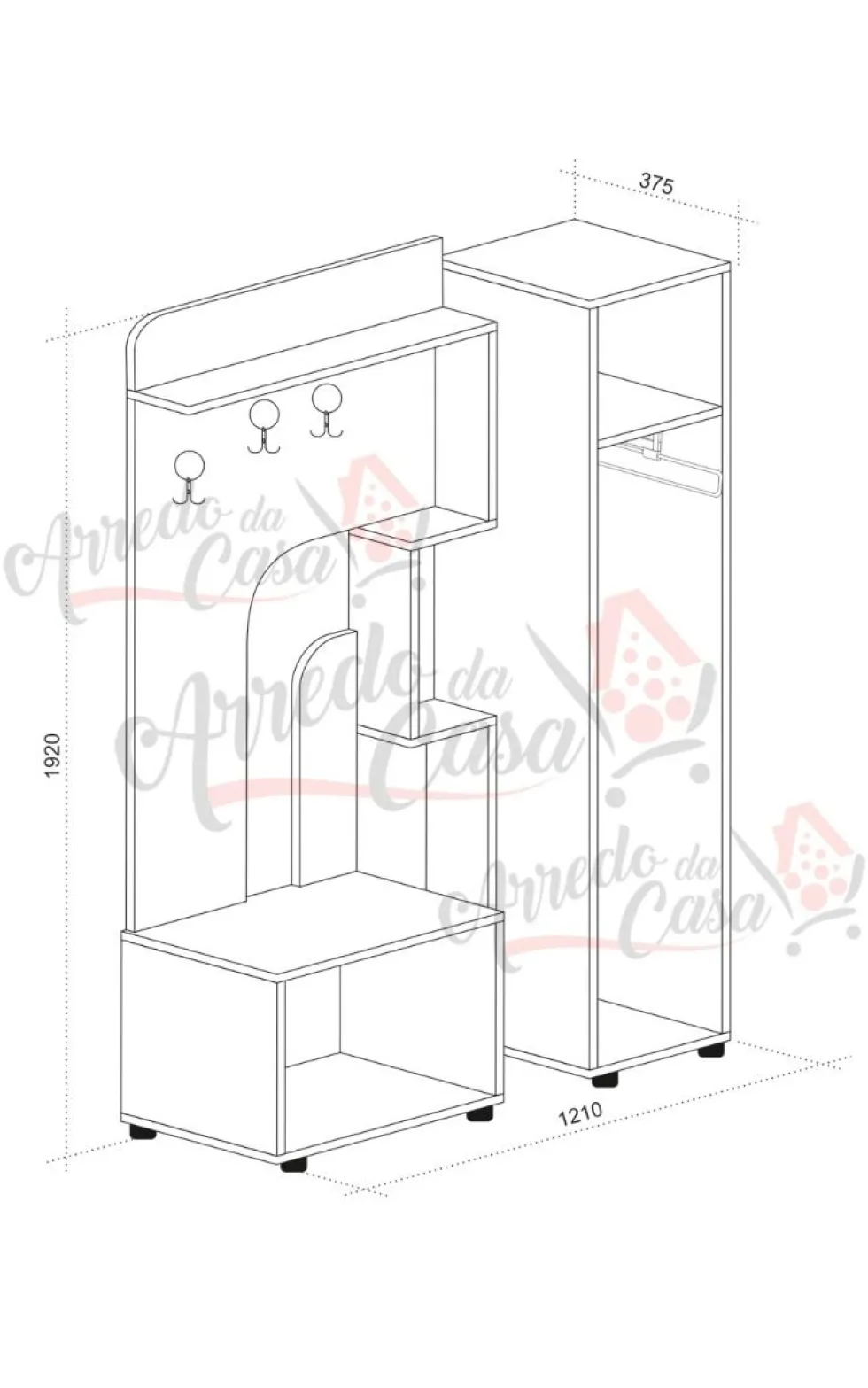 Mobile ingresso rovere naturale e grigio scuro IU25