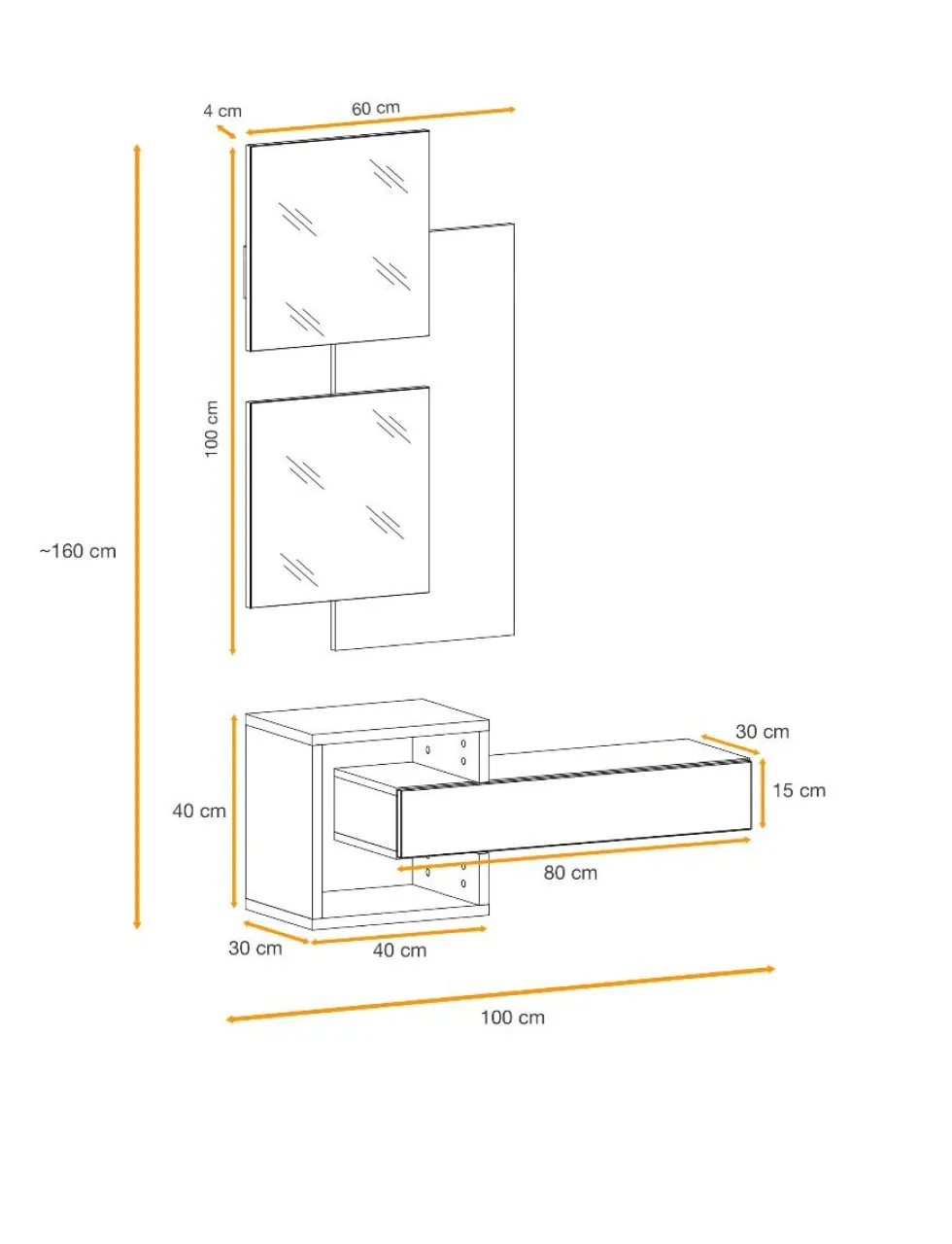 Mobile ingresso sospeso bianco e rovere IP2