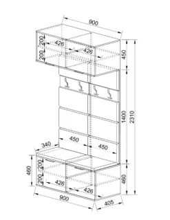 Mobile ingresso 90x231cm antracite e rovere II19