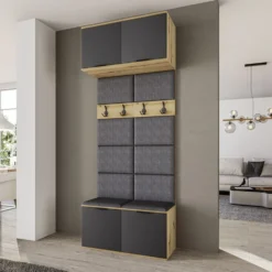 Mobile ingresso 90x231cm antracite e rovere II19
