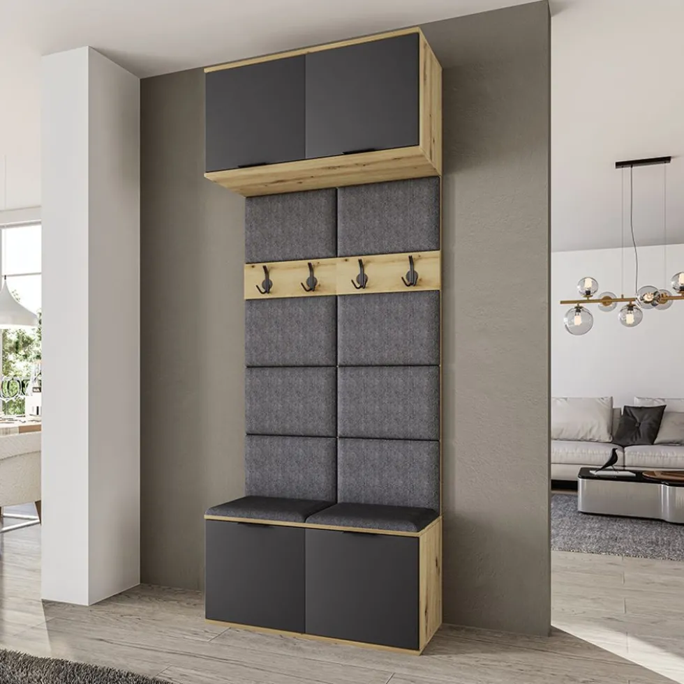 Mobile ingresso 90x231cm antracite e rovere II19