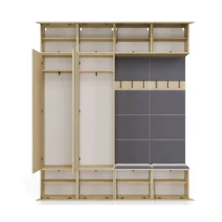 Mobile ingresso 200x238 cm con guardaroba e scarpiera rovere chiaro e grigio MIT12