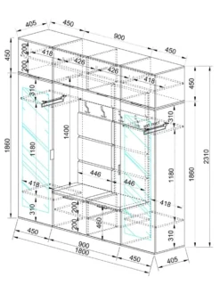 Mobile ingresso 180x231cm moderno con specchi II17