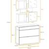 Mobile ingresso 100x190cm sospeso con pensile a due ante e specchi design moderno rovere e nero IP5