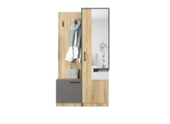Mobile ingresso 95x175x36 cm con scarpiera rovere naturale e grigio IG5