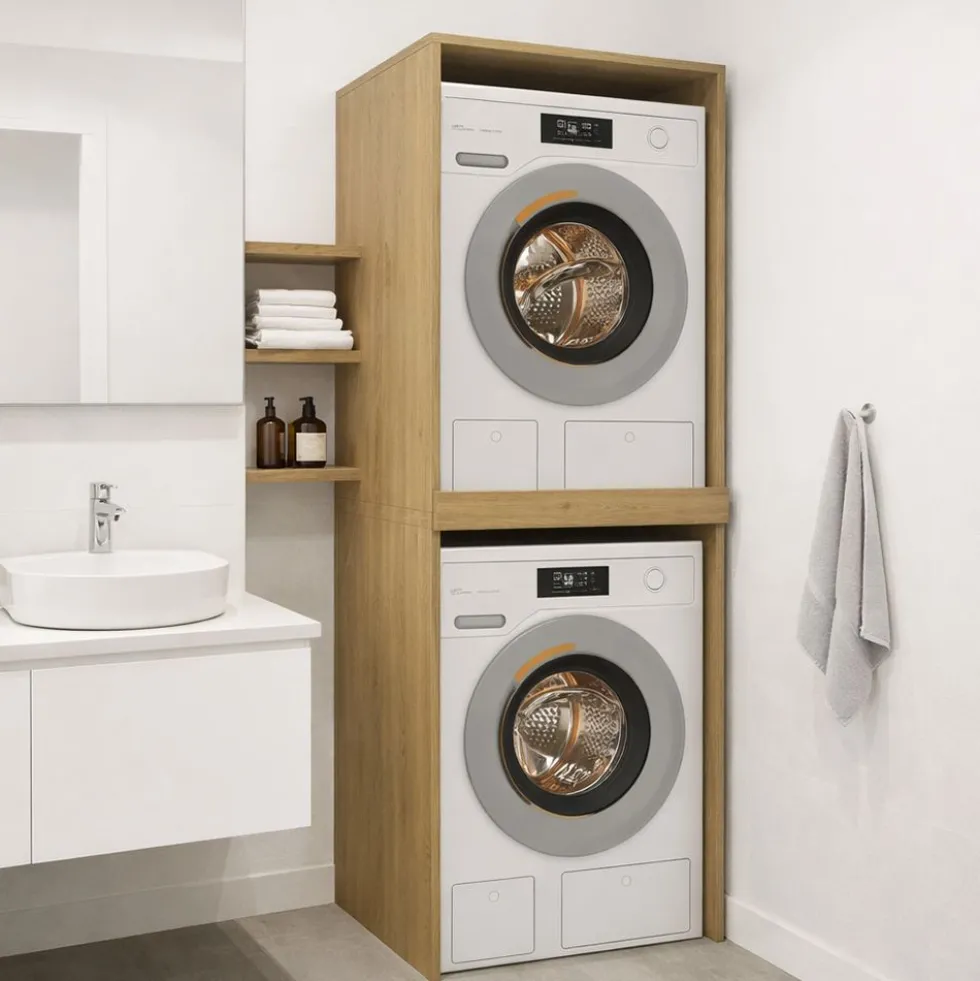 Mobile lavatrice e asciugatrice 64x180 cm in rovere MLT3