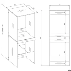 Mobile lavatrice e asciugatrice 64x180 cm in rovere MLT3