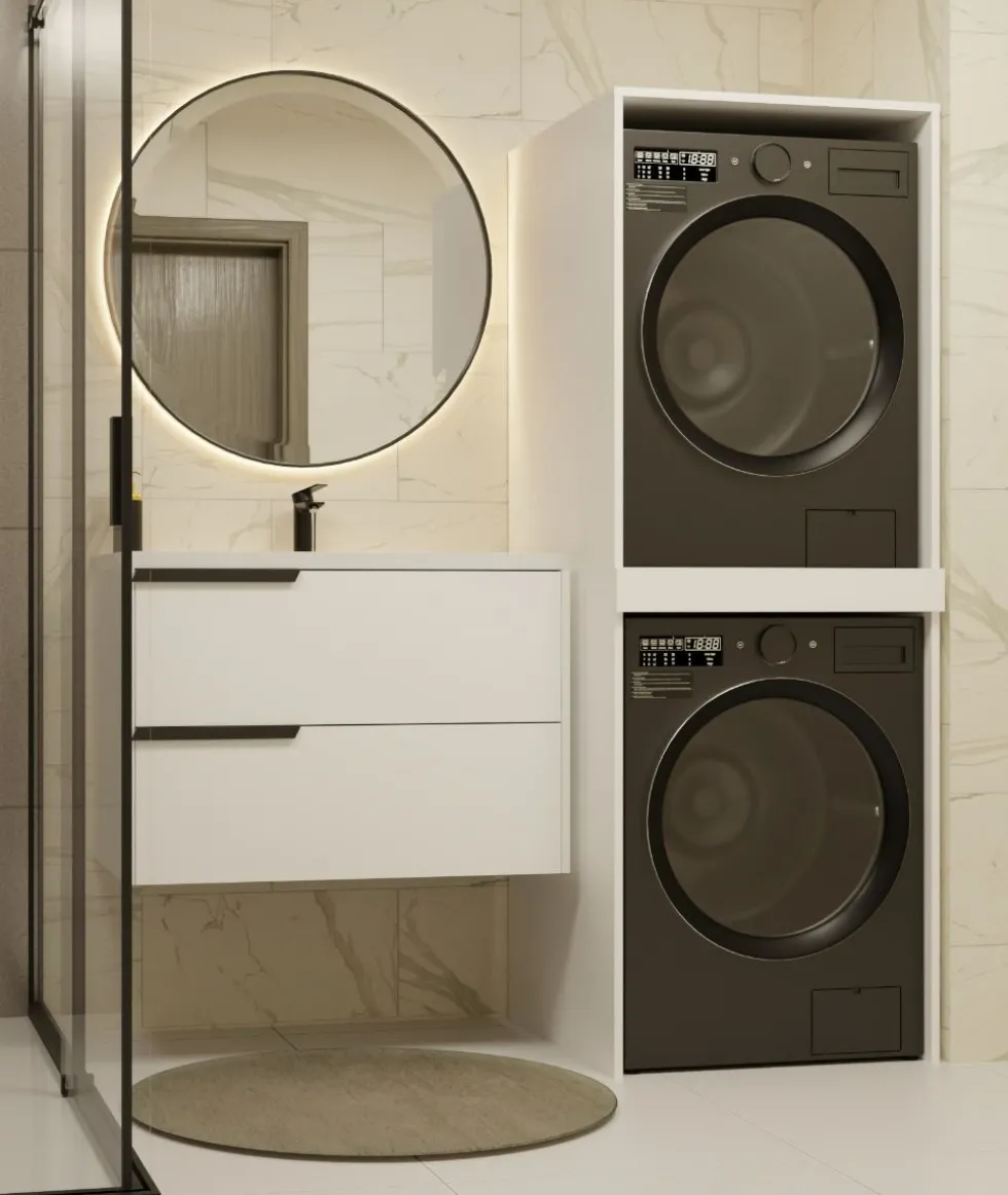 Mobile lavatrice e asciugatrice 64x180 cm bianco opaco MLT3