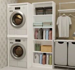 Mobile lavatrice e asciugatrice 64x180 cm bianco opaco MLT3