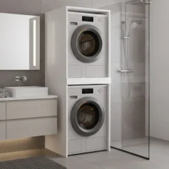 Mobile lavatrice e asciugatrice 64x180 cm bianco opaco MLT3