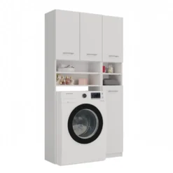 Mobile lavatrice moderno 96x180 cm con colonna laterale bianco opaco MLT9