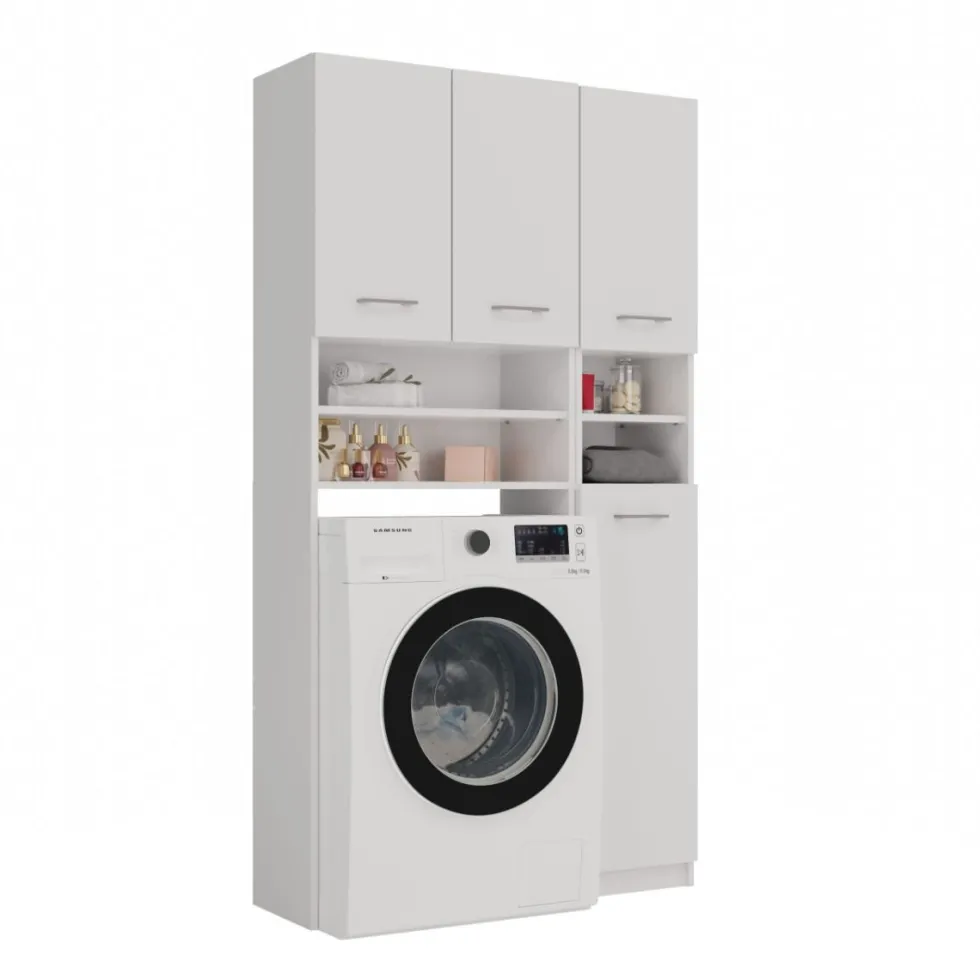 Mobile lavatrice moderno 96x180 cm con colonna laterale bianco opaco MLT9