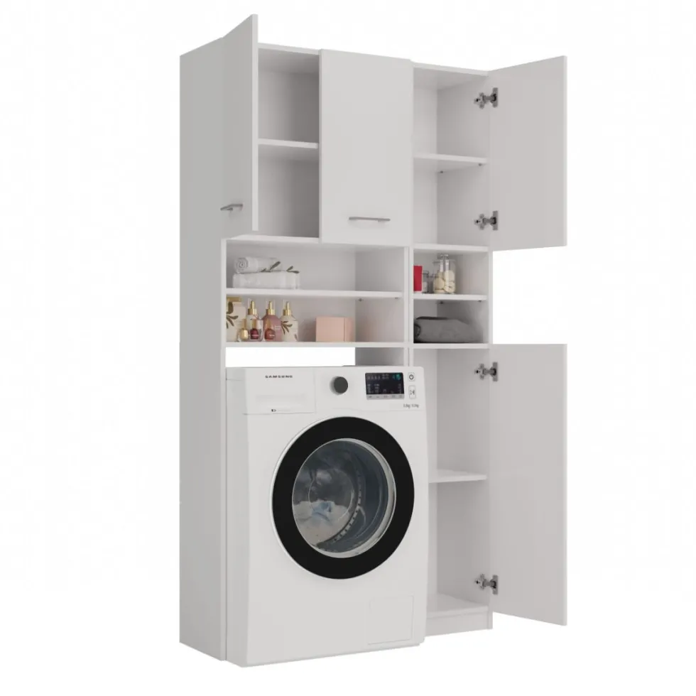 Mobile lavatrice moderno 96x180 cm con colonna laterale bianco opaco MLT9