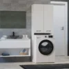 Mobile lavatrice moderno 64x180 cm con 3 ripiani bianco opaco MLT8