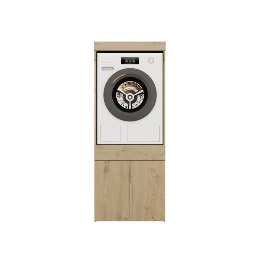 Mobile lavatrice 64,5x162,5 cm con cassetto e ante in rovere MLT4