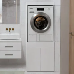 Mobile lavatrice 64,5x162,5 cm con cassetto e ante in bianco MLT4