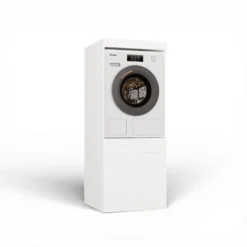 Mobile lavatrice 64,5x162,5 cm con cassetto e ante in bianco MLT4