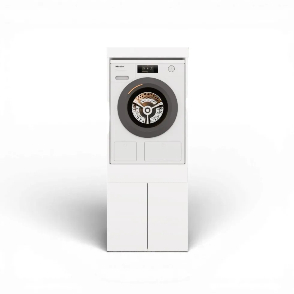 Mobile lavatrice 64,5x162,5 cm con cassetto e ante in bianco MLT4