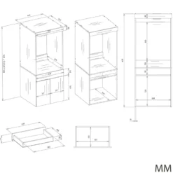 Mobile lavatrice 64,5x162,5 cm con cassetto e ante in bianco MLT4