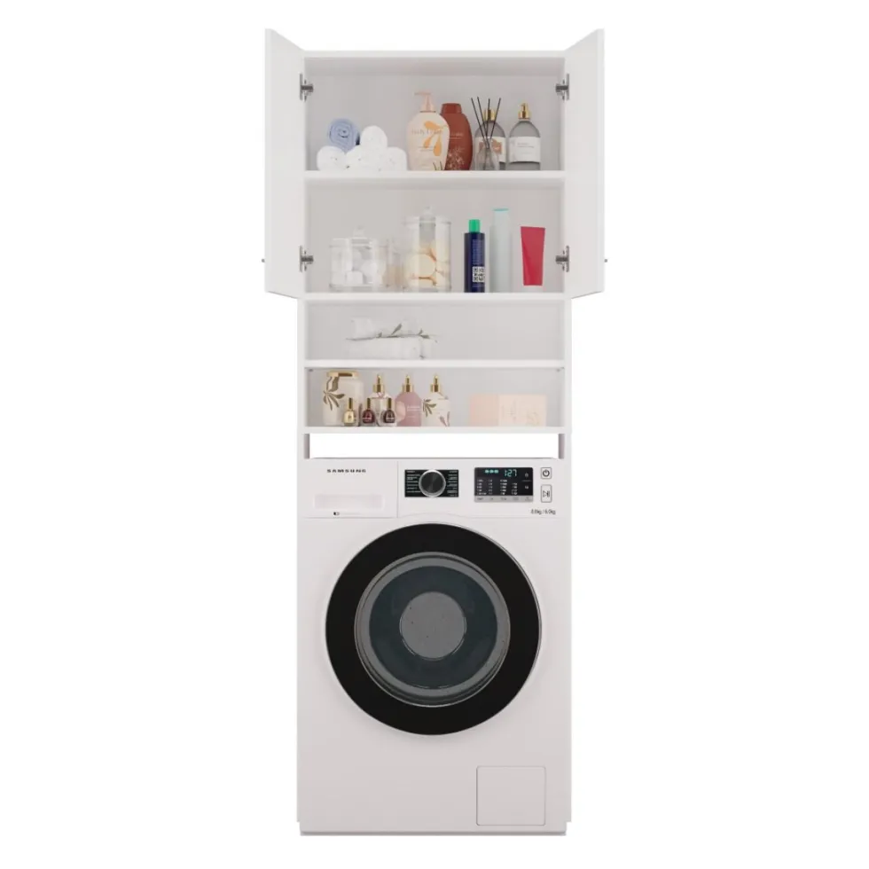 Mobile lavatrice 64x180 cm con mensole bianco opaco MLT5