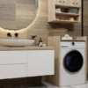 Mobile lavatrice 64x97,5 cm con ripiano rovere chiaro MLT1