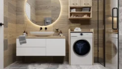 Mobile lavatrice 64x97,5 cm con ripiano rovere chiaro MLT1